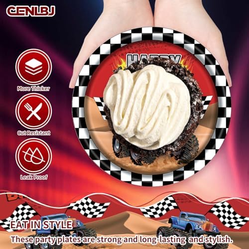 Racing Car Themed Paper Plates Napkins Set for Kids Birthday Party
