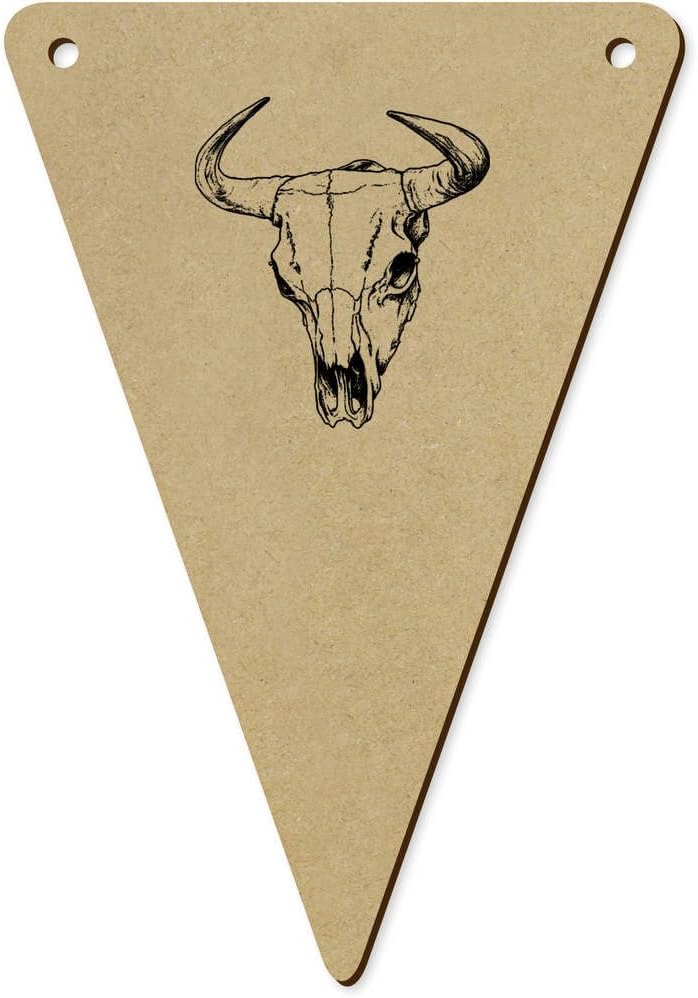 5 Piece 140mm Cow Skull Wooden Bunting Flags