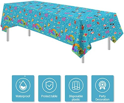 Pool Party Decorations Tablecloth 3-Pack 54x108 Inches