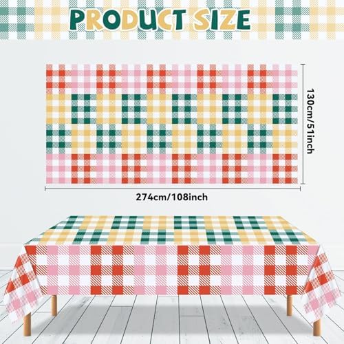 3PCS Pastel Gingham Checkered Tablecloths for Events