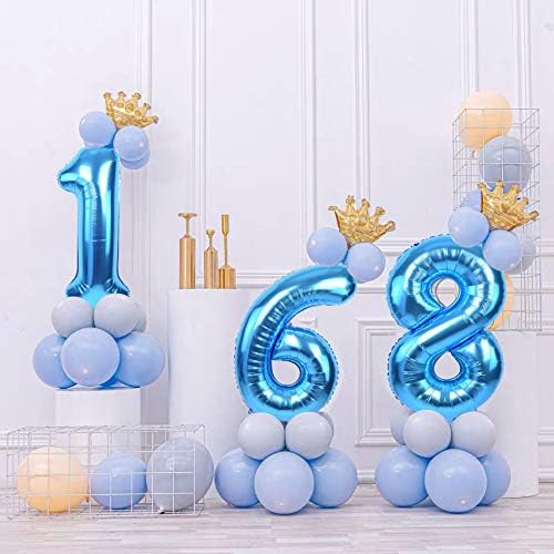 TONIFUL 40 Inch Blue Foil Number Balloon 3