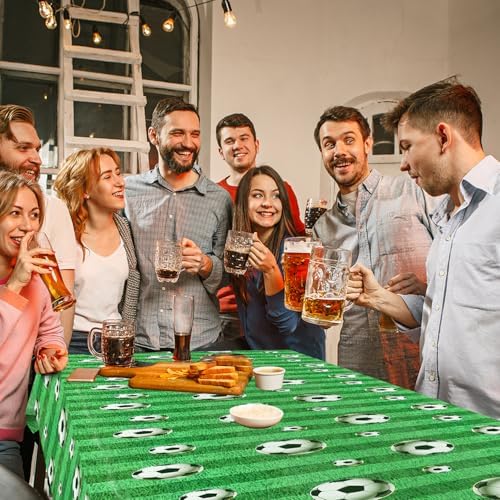 3 Pcs Soccer Party Tablecloth 54x108 Inches Green Soccer Field Tablecover