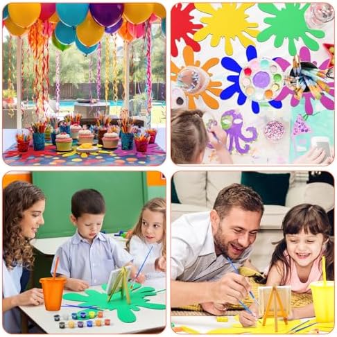 Tegeme 12 Pcs Rainbow Paint Splatter Felt Mats