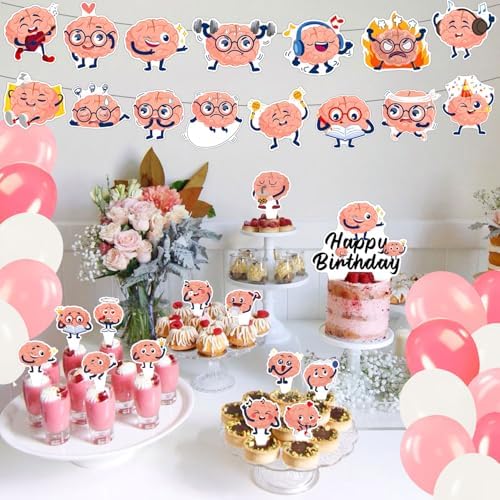 59 Pcs Brain Themed Birthday Party Decor Set