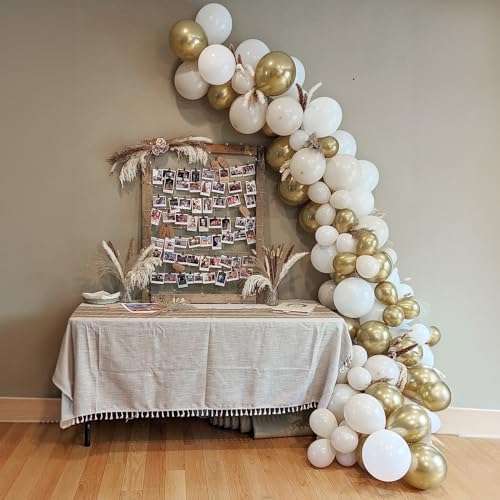 White and Gold 12-Inch Balloons for Parties