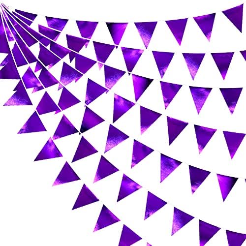 Purple Party Decorations Triangle Pennant Banner Flag Bunting Garland