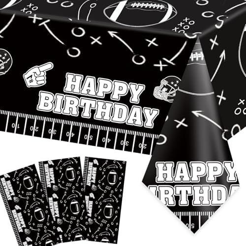 Idealmuzik 3pcs Football Tablecloth Black Tactical Design 54x108 Inch