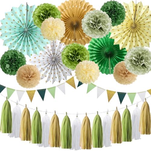 Sage Green Retro Party Decorations Set