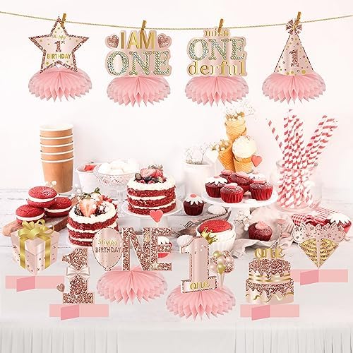 10Pcs 1st Birthday Decor Honeycomb Centerpieces for Baby Girls