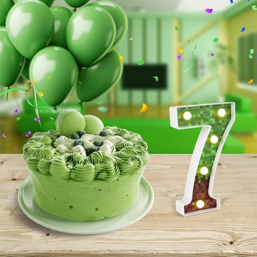 Glowing LED Number 7 Decor Pixel Party Light Centerpiece