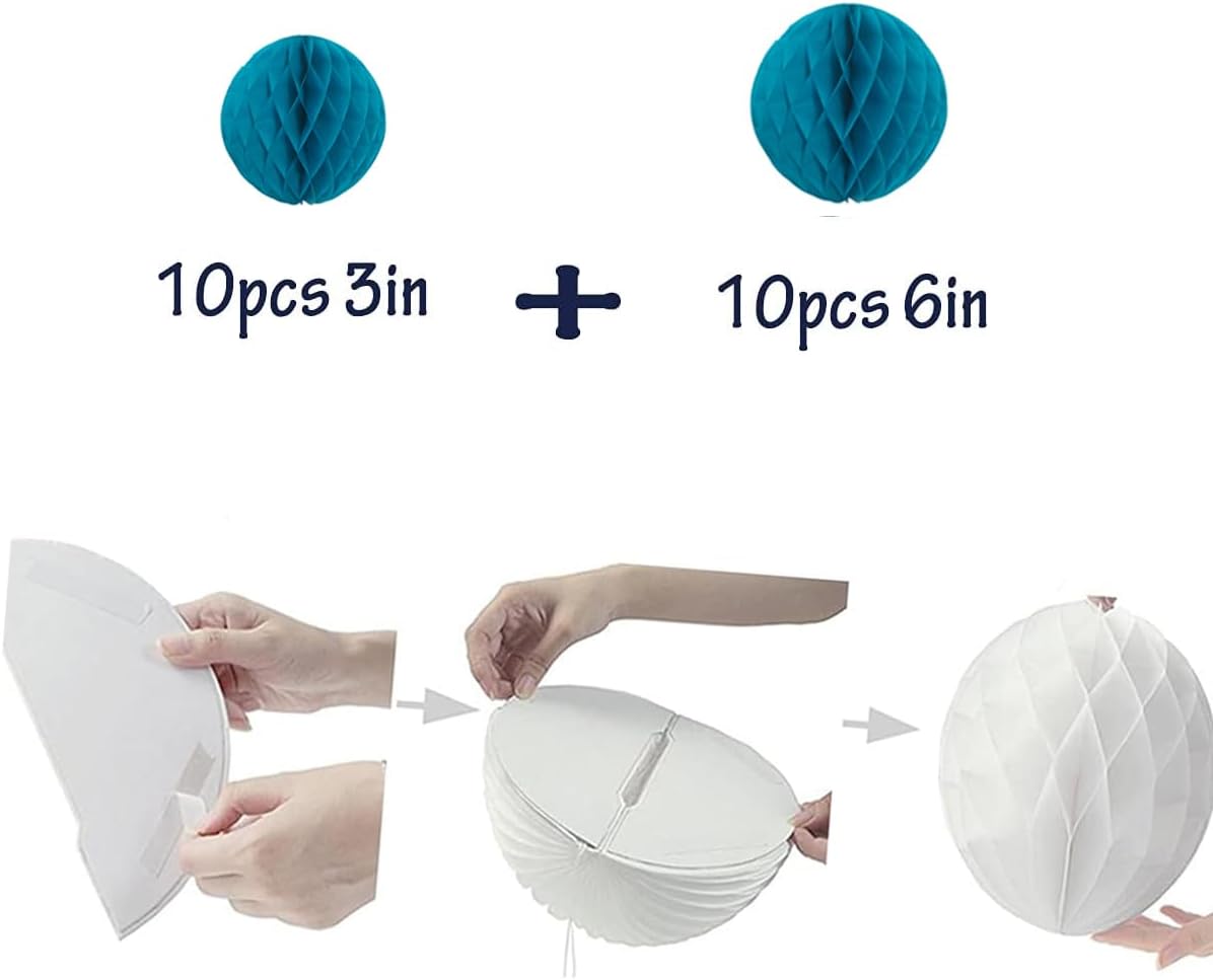 20pcs Teal Honeycomb Flower Balls for Decorations