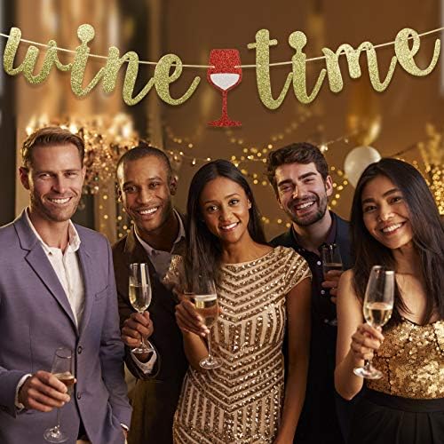 Glitter Wine Time Banner for Wine Whisky Parties