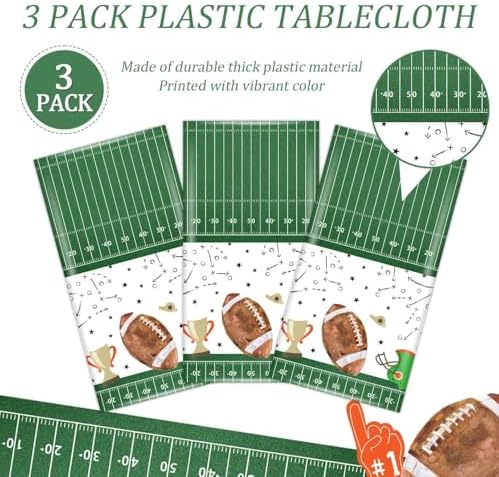 3Pcs Football Themed Tablecloths for Boys Birthday Party