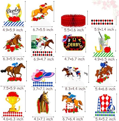 Umoin 14pcs Derby Day Honeycomb Centerpieces