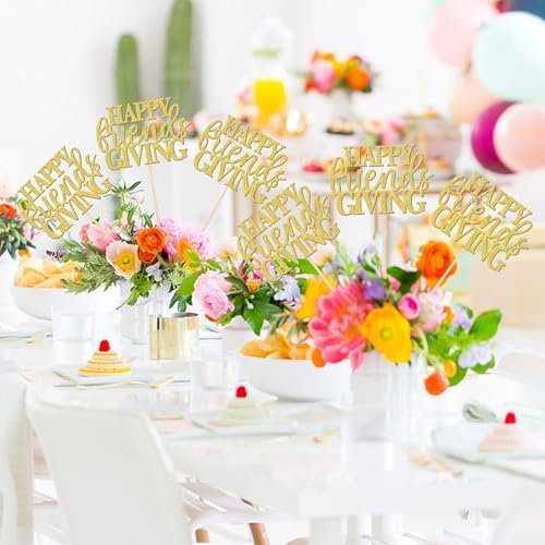 12 PCS Happy Thanksgiving Centerpiece Sticks Gold