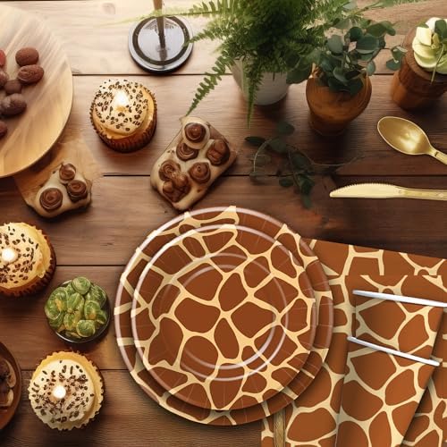 Giraffe Print Party Tableware Set for 24 Guests