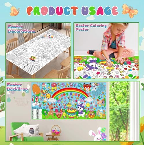 Easter Coloring Tablecloth with Bunny Egg Theme