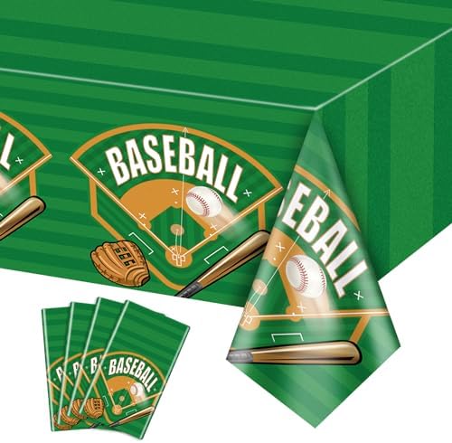 4-Pack Baseball Tablecloths for Theme Parties