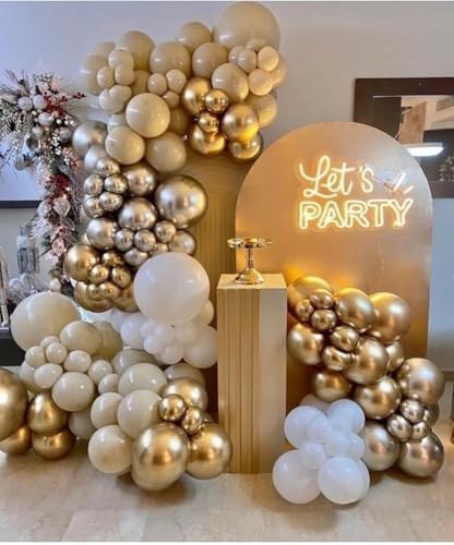Dagelar 60PCS Gold White Balloons Set