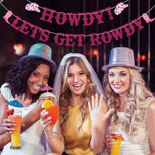 Howdy Lets Get Rowdy Cowgirl Party Decor Banner