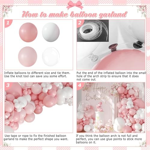 Pink Balloon Arch Kit 132 Pcs DIY Decor
