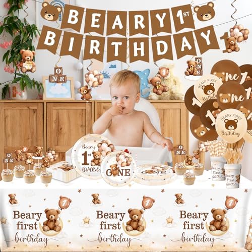 189Pcs Beary First Birthday Party Decorations Set
