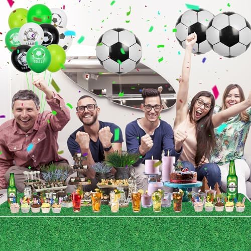 4 Pack Green Grass Tablecloths 87x51in Football Field Decor