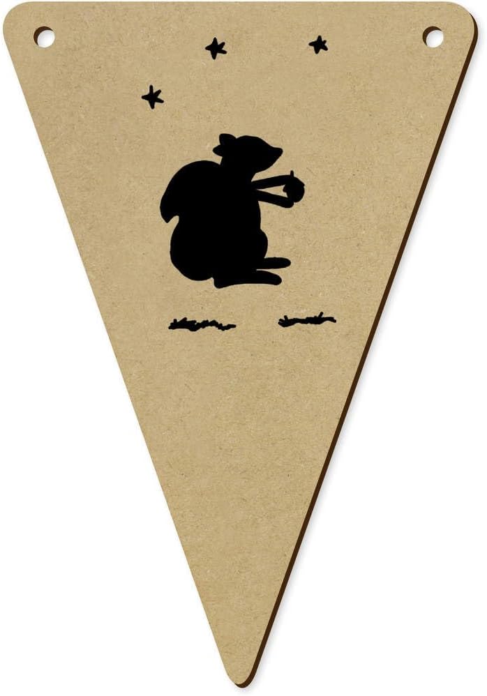 Squirrel On A Starry Night Wooden Bunting Flags 5Pc