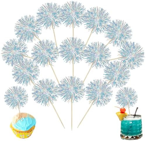 Ephlyn 30Pcs Foil Firework Cupcake Toppers Sparkle Decorations