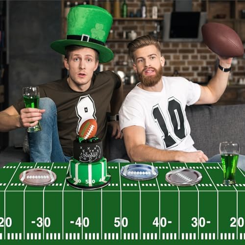 4Pcs Football Tablecloths 54x108 Inch Green Field Covers for Parties