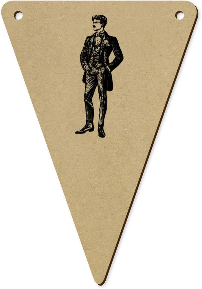 5 x 140mm Victorian Man Wooden Bunting Flags