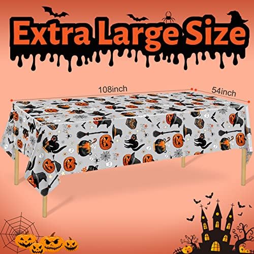 AobkDeco Halloween Tablecloth Set 3pcs Pumpkin Spider Web Bats