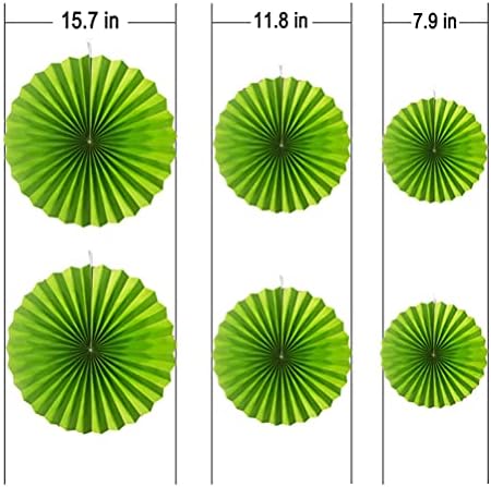 MOWO Green Paper Fans Hanging Decorations 6pc
