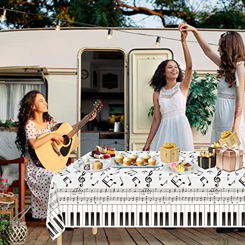 4 Pack Musical Notes Tablecloths - Black and White Party Decorations