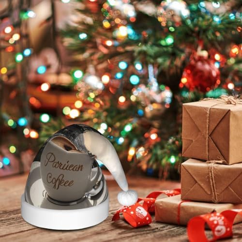 QINZHENG Parisian Coffee Eiffel Tower Santa Hat for Women