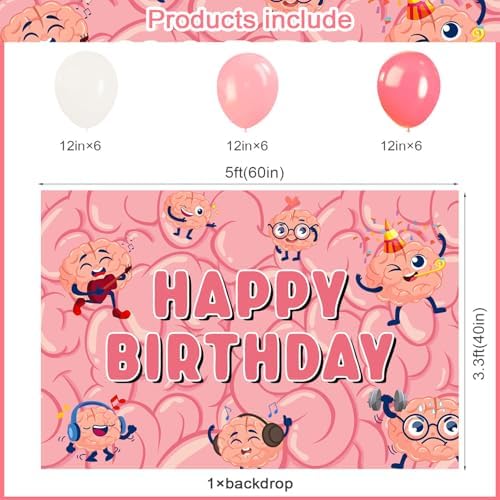 59 Pcs Brain Themed Birthday Party Decor Set
