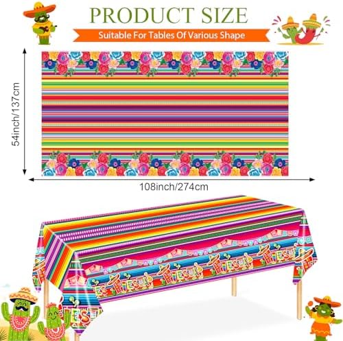 3 Mexican Fiesta Tablecloths 108x54 Inches Set