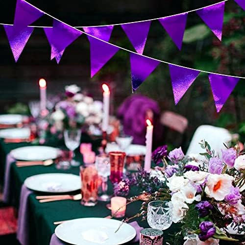 Purple Party Decorations Triangle Pennant Banner Flag Bunting Garland