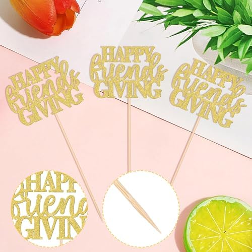 12 PCS Happy Thanksgiving Centerpiece Sticks Gold