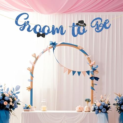WeBenison Groom to Be Banner Blue Glitter