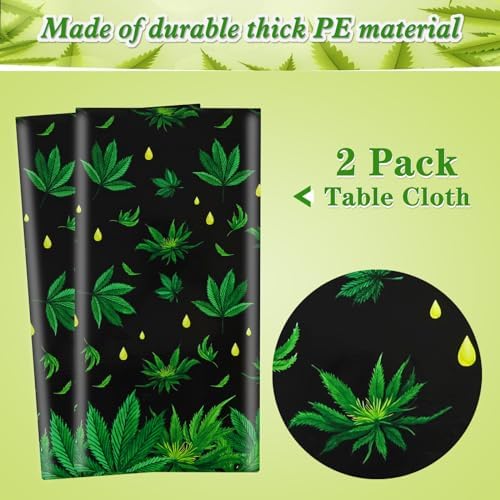 PHOGARY 2 Pieces Weed Tablecloth for Parties