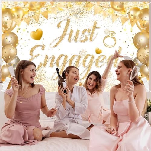 Just Married Engagement Party Decorations Banner Backdrop Balloons