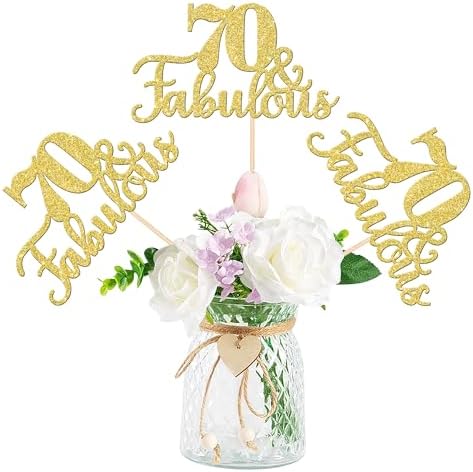 70th Birthday Centerpiece Sticks Double Sided Gold