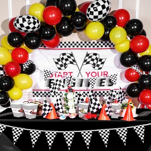 Irenare Racing Car Table Covers 3 Pcs Black 54x108 Inch