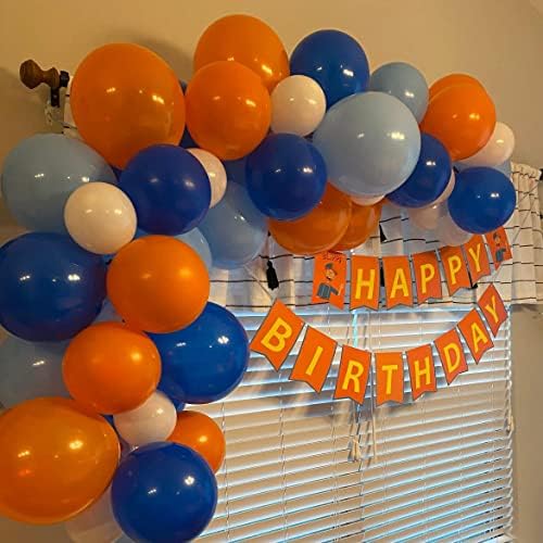100pcs Royal Blue and White 12 Inch Latex Balloons with Ribbon