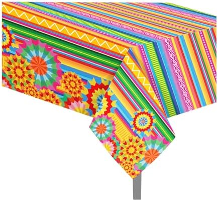 Lide Road 2 Pcs Mexico Fiesta Tablecloth 54x87In