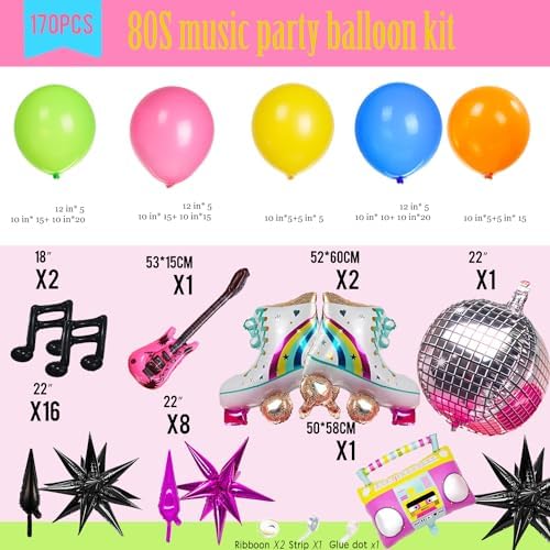 80s Music Themed Balloon Garland Kit 160pcs