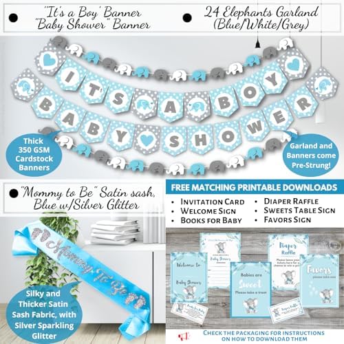 697 Pcs Premium Elephant Baby Shower Decor Set
