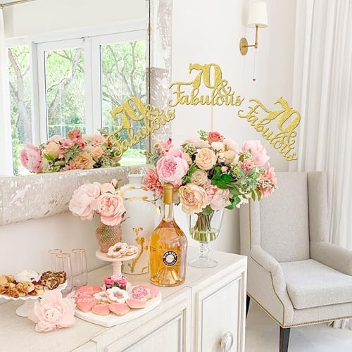 70th Birthday Centerpiece Sticks Double Sided Gold