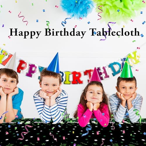 Happy Birthday Plastic Tablecloth 108X54 Green Decor Cover